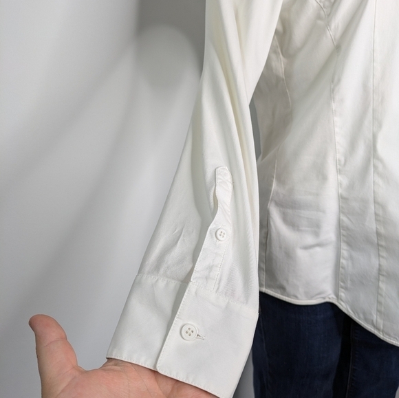 Lafayette 148 white collared button up shirt 12 - Picture 5 of 9
